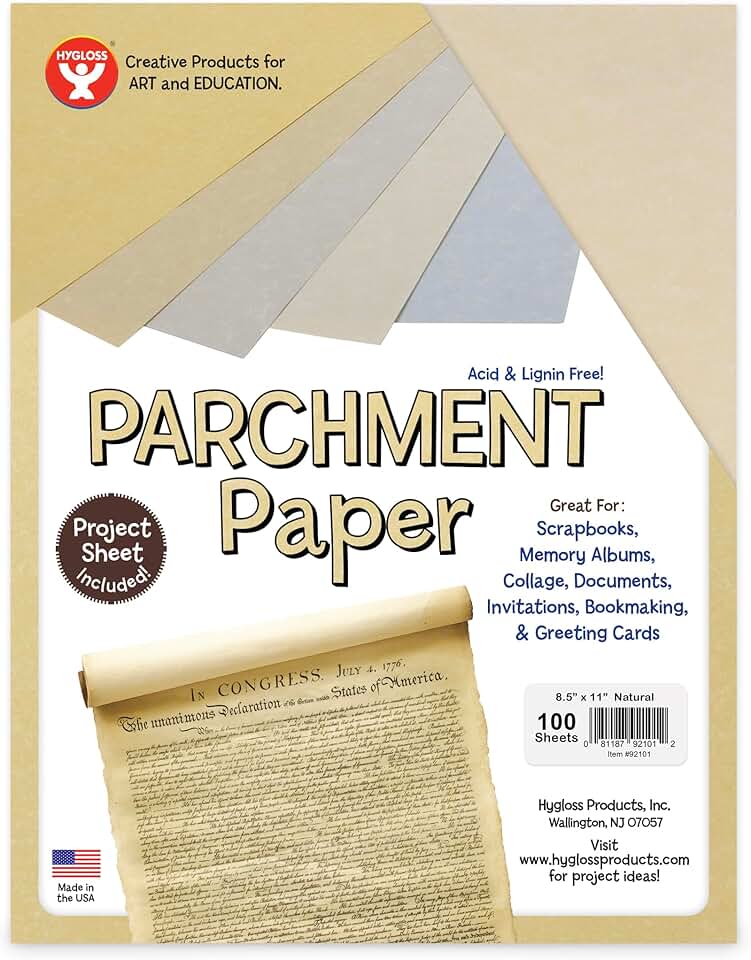 Craft Parchment Paper Sheets, 8.5 x 11 Inches, 100 Pack