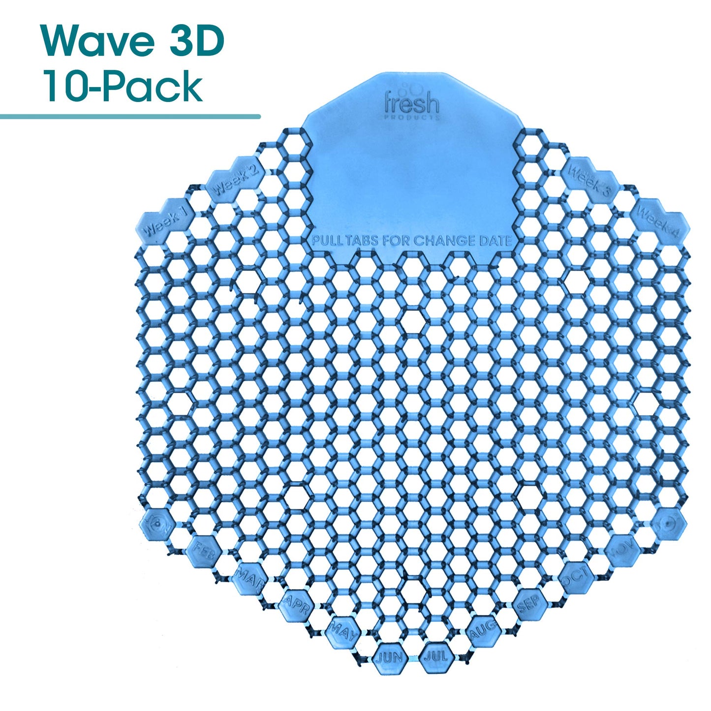 Wave 3D  Virtually eliminates urine splash  30-Day Use, Easy Installation, Beneficial Bac a, Consistent Fragrance  Cotton Blossom, Blue, Made In USA, 10pk Urinal Screens