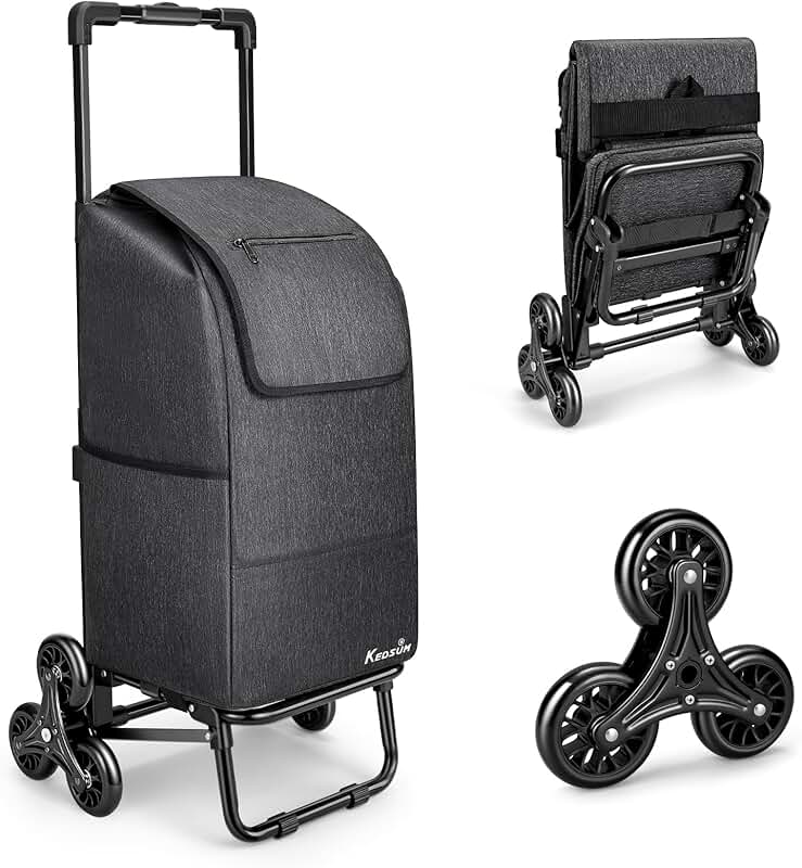 2-in-1 Stair Climbing Grocery Cart with Waterproof Bag