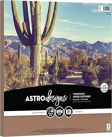 Crafting Cardstock, 12x12 inches, 65 lb, Kraft, 70 sheets