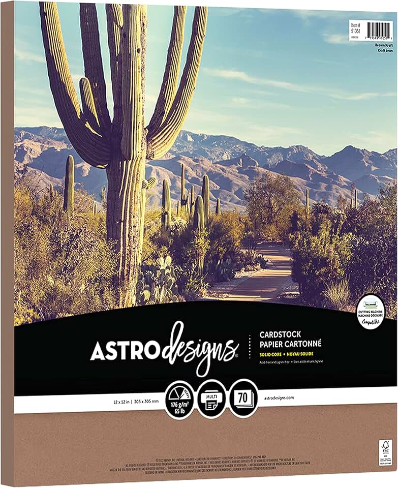 Crafting Cardstock, 12x12 inches, 65 lb, Kraft, 70 sheets