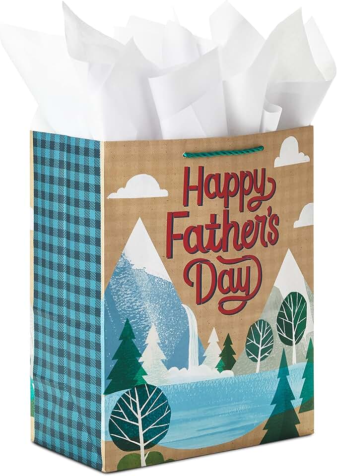 Large 13-inch Father's Day Gift Bag with Outdoors Design