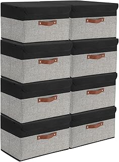 Set of 8 Foldable Fabric Storage Bins with Lids