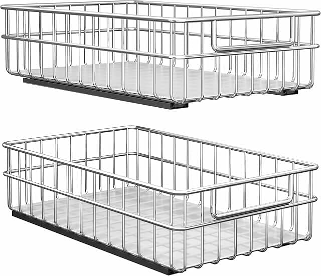Stainless Steel Pull-Out Cabinet Organizer, 2 Pack