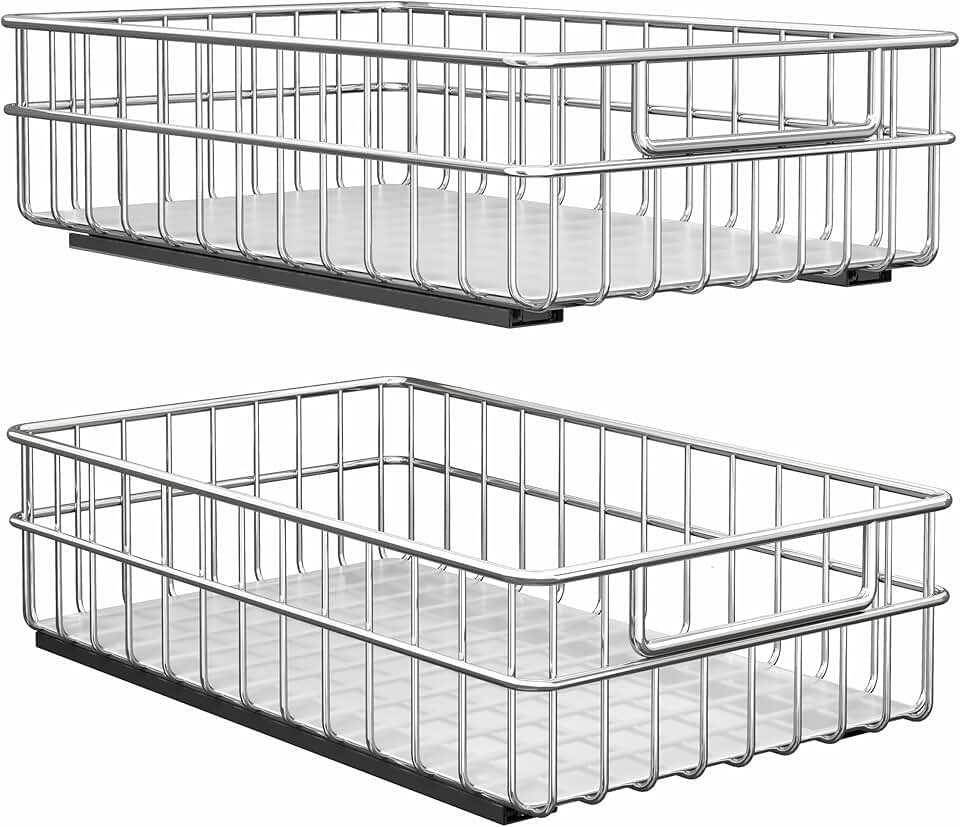 Stainless Steel Pull-Out Cabinet Organizer, 2 Pack