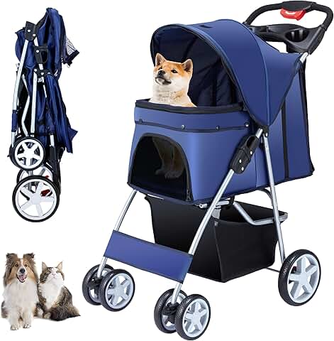 Foldable Pet Stroller for Small and Medium Dogs and Cats