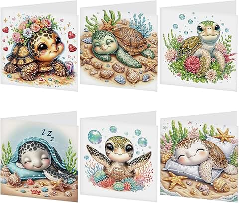 6-Piece Animal Turtle Diamond Art Greeting Card Kits
