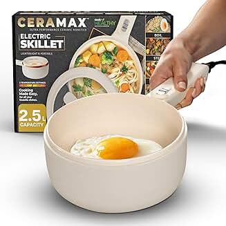 Electric Hot Pot with Lid and Steamer, 2.5L Nonstick Cooker
