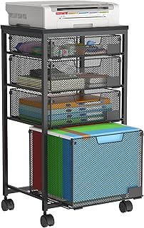 Rolling file cart with four drawers for home office