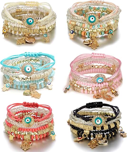 Multicolor Bohemian Bead Bracelet Set for Women and Men