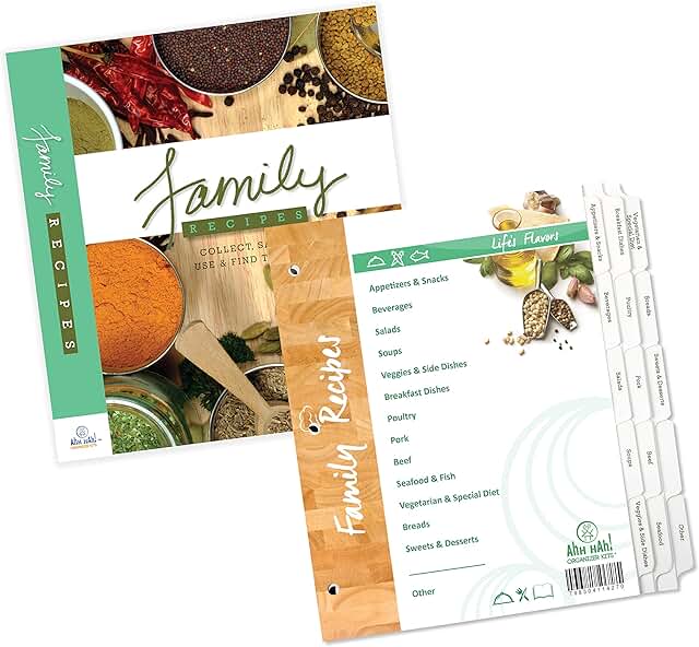 Recipe Organizer Kit for 3 Ring Binders