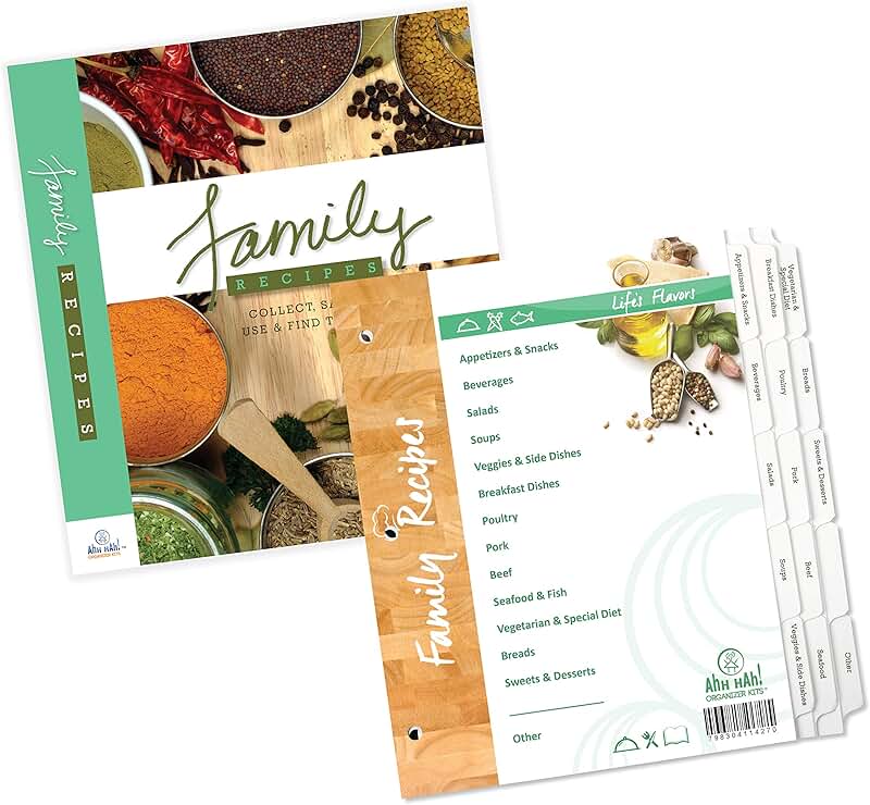 Recipe Organizer Kit for 3 Ring Binders