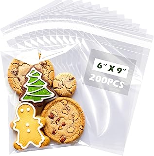 200 clear self-sealing cellophane bags, 6x9 inches