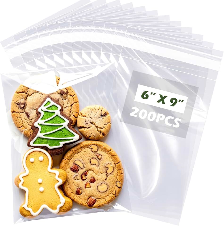 200 clear self-sealing cellophane bags, 6x9 inches