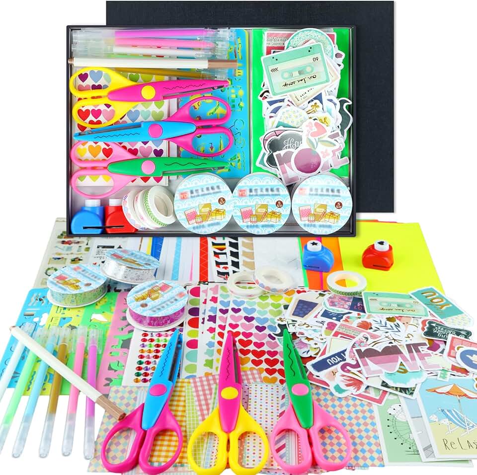 Kids Scrapbook Kit with Paper Stickers and Markers