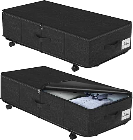 Large Sturdy Under Bed Storage Bins with Wheels, 2 Pack
