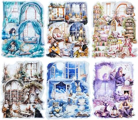 Night Reading PET Sticker Set with 90 Calming Scenes