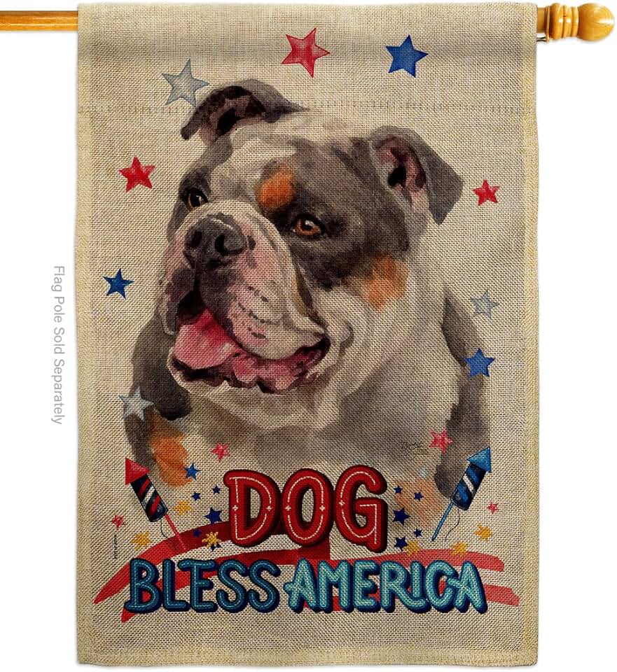 Patriotic Bulldog House Flag for Garden or Yard