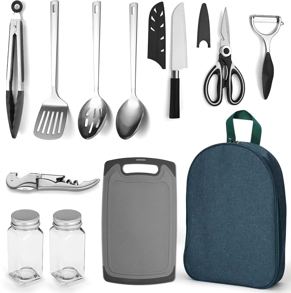 10-Piece Stainless Steel Camping Cooking Utensil Set