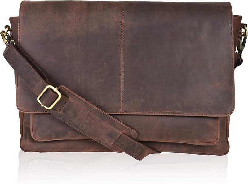 Leather Messenger Bag for Men and Women