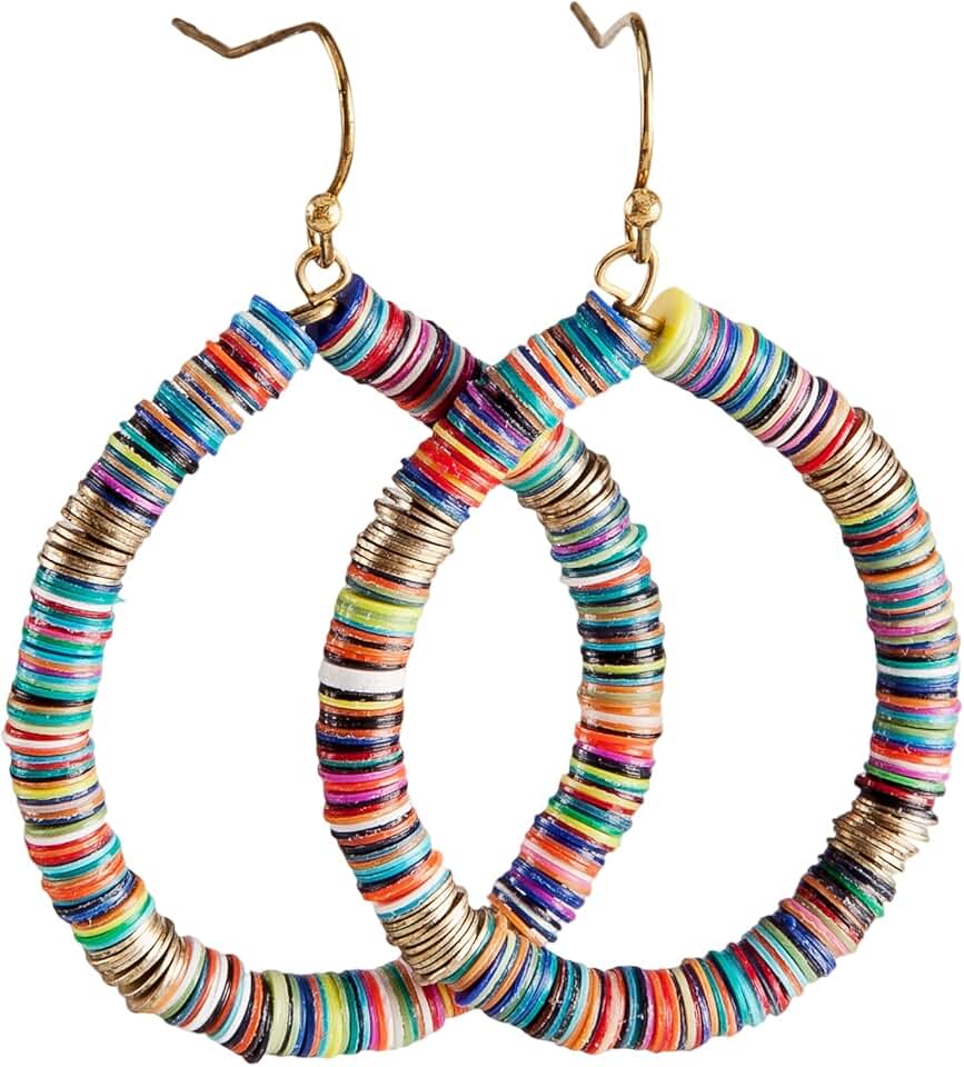 Multi-Colored Sequin Hoop Earrings