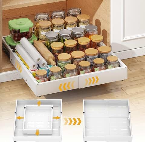 Pull Out Cabinet Organizer with Expandable Shelves