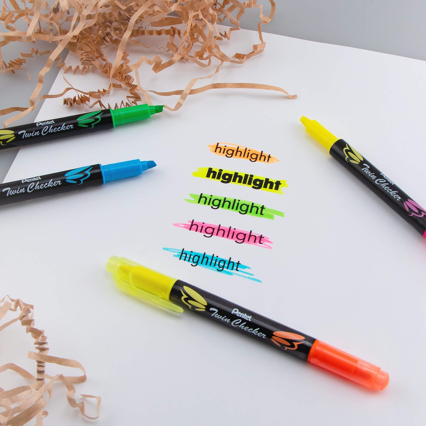 Twin-tip yellow and blue highlighters, pack of 12