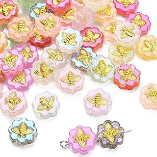 60pcs Mixed Color Glass Flower-Shaped Beads