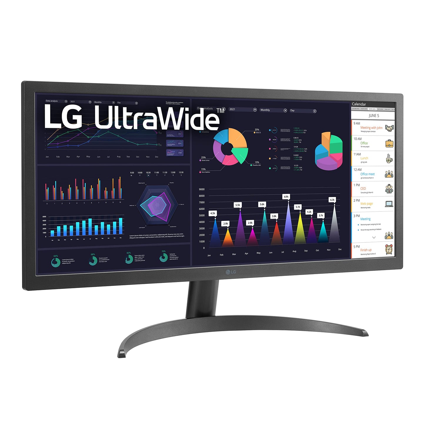 26WQ500-B 26 Inch Class 21:9 UltraWide Full HD (2560x1080) IPS Monitor with AMD FreeSync Premium, sRGB 99% Color Gamut and HDR10 and 3-Side Virtually Borderless Display - Black (25.7 Diagonal)
