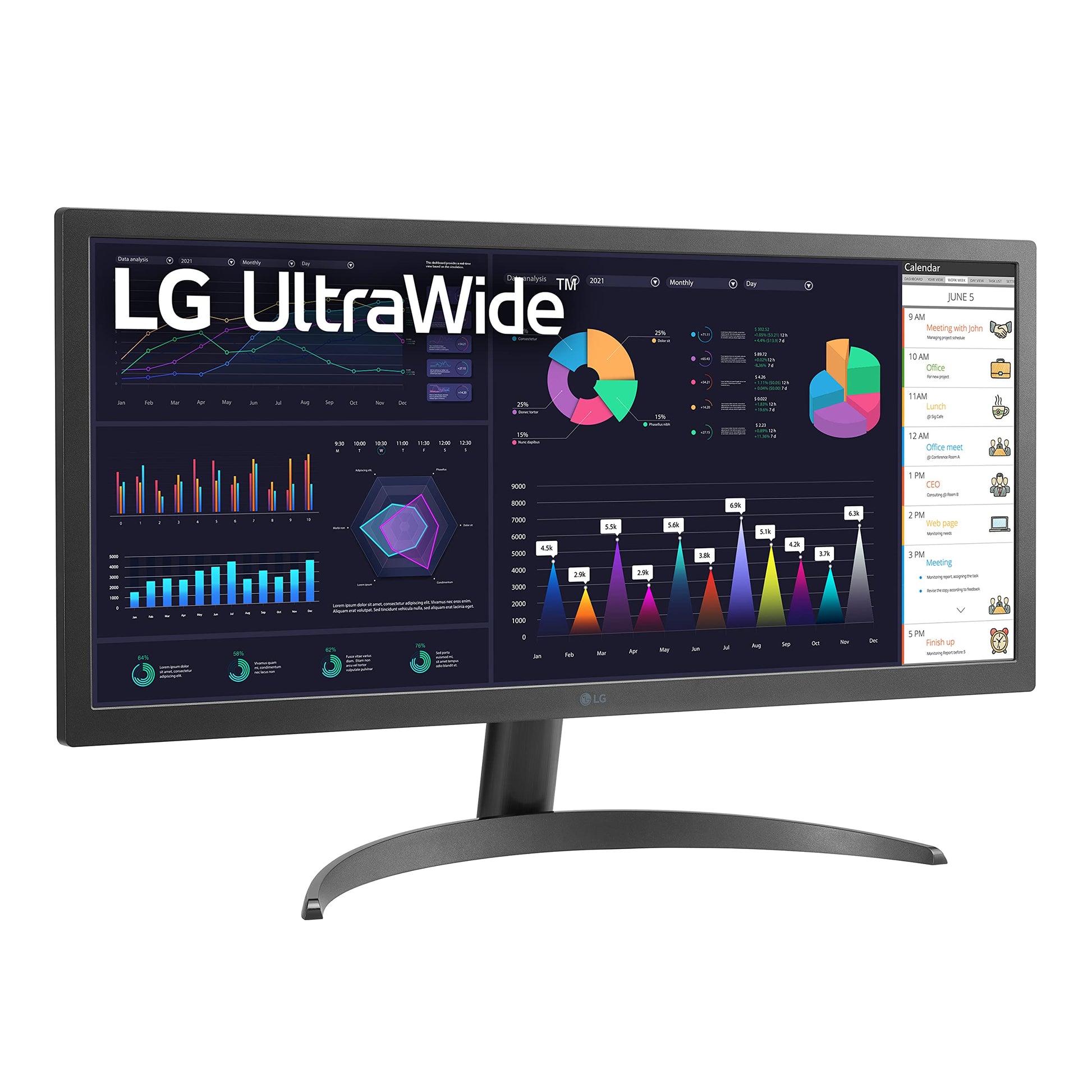 26WQ500-B 26 Inch Class 21:9 UltraWide Full HD (2560x1080) IPS Monitor with AMD FreeSync Premium, sRGB 99% Color Gamut and HDR10 and 3-Side Virtually Borderless Display - Black (25.7 Diagonal)