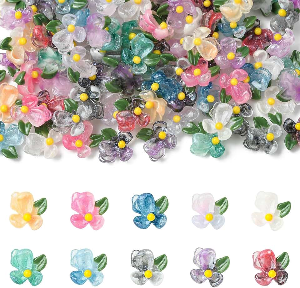 100 Pcs Mixed Color Flower Nail Decorations
