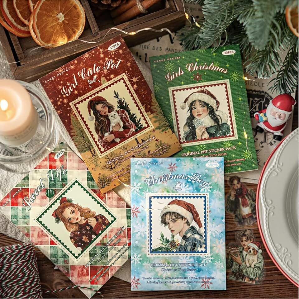 120 Vintage Christmas Scrapbook Stickers for Crafts