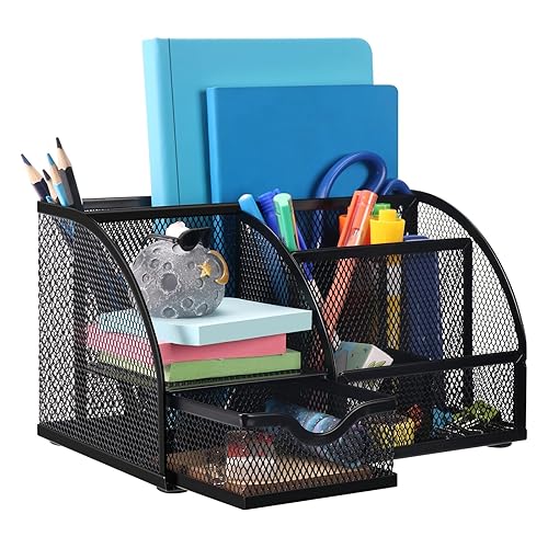 Mesh Pen and Pencil Holder with Seven Compartments