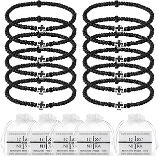 12-Piece Handmade Greek Orthodox Prayer Rope Set with Cross and Cards