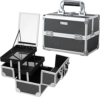 Portable Makeup Organizer with Mirror and Trays