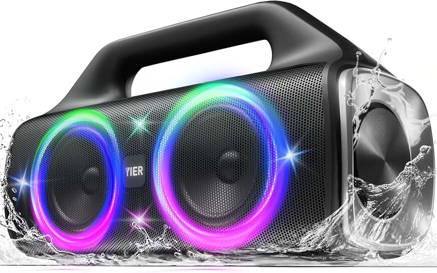 Portable 80W Wireless Speaker with Lights and Deep Bass