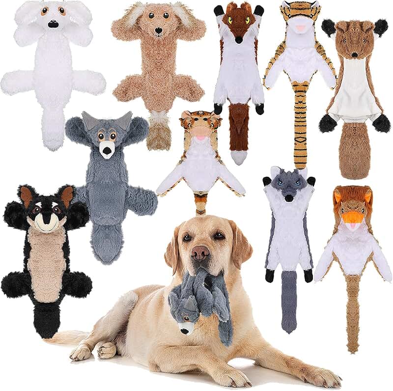 10 Pcs Dog Squeaky Plush Toys for Chewers