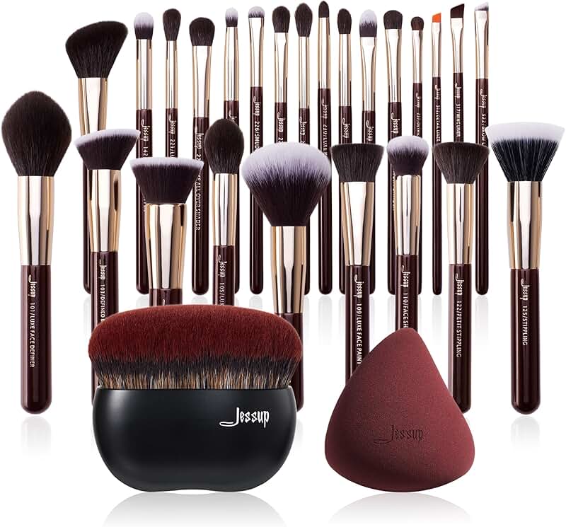 Makeup Brush Set with Foundation Brush and Sponge