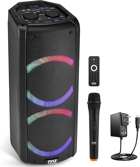 Portable Bluetooth PA Speaker with Lights and Microphone