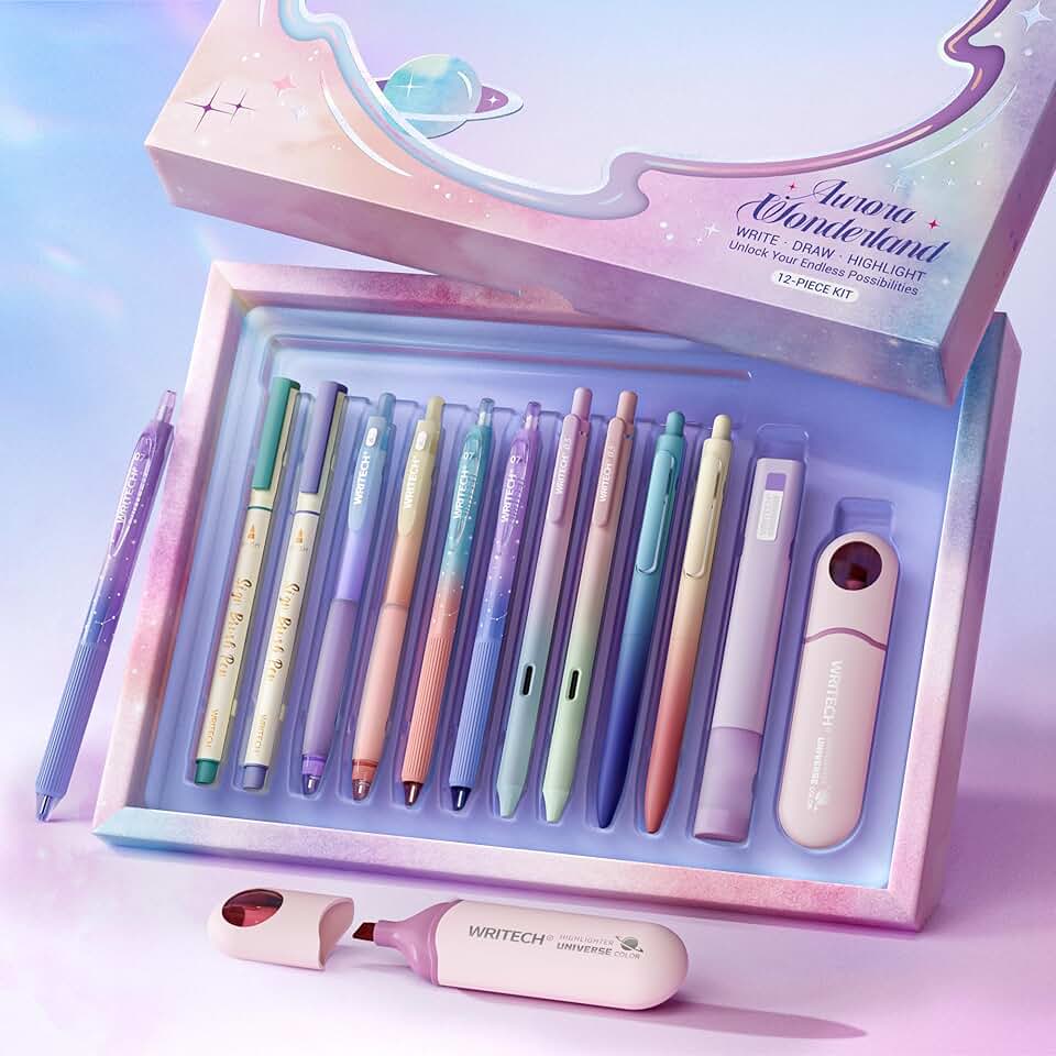 Gel Ink Pen Set with Gradient Barrels, 12 Pieces