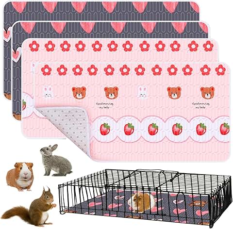 4 Pcs Washable Guinea Pig Cage Liners