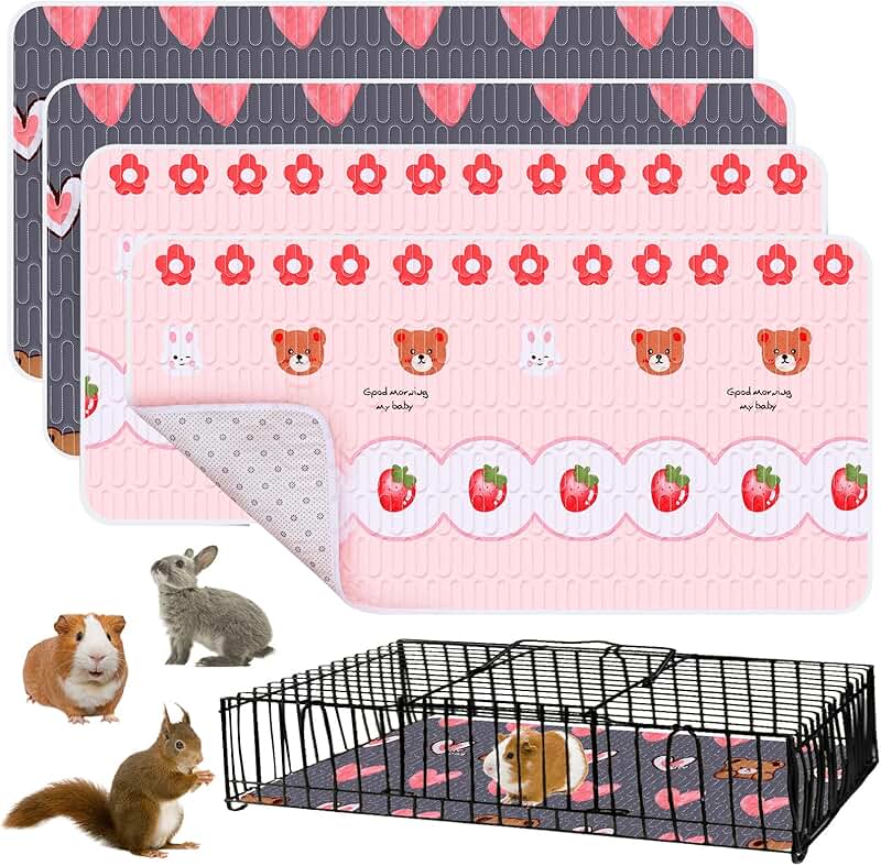 4 Pcs Washable Guinea Pig Cage Liners