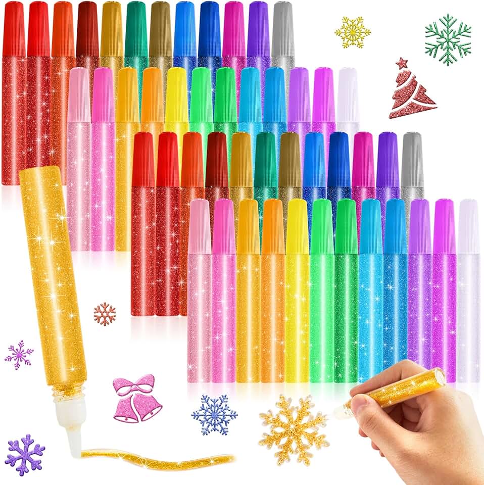 48 Glitter Glue Pens Set for Arts and Crafts