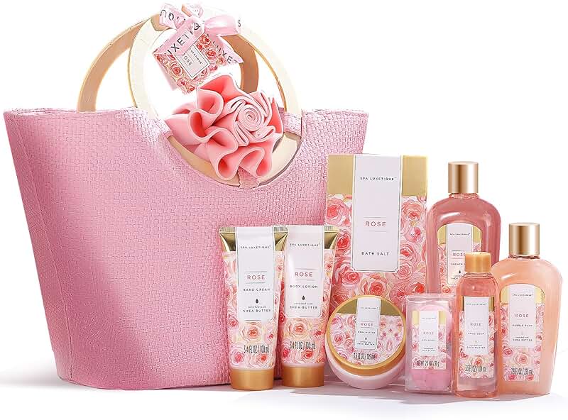 10-Piece Rose Spa Gift Set with Tote Bag