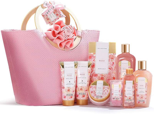 10-Piece Rose Spa Gift Set with Tote Bag