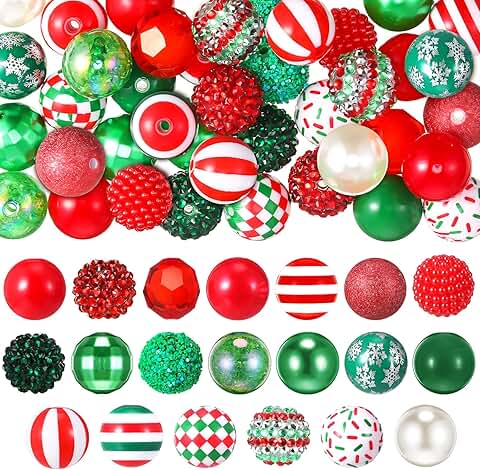 Set of 40 Christmas Beads for Pen and Jewelry Making