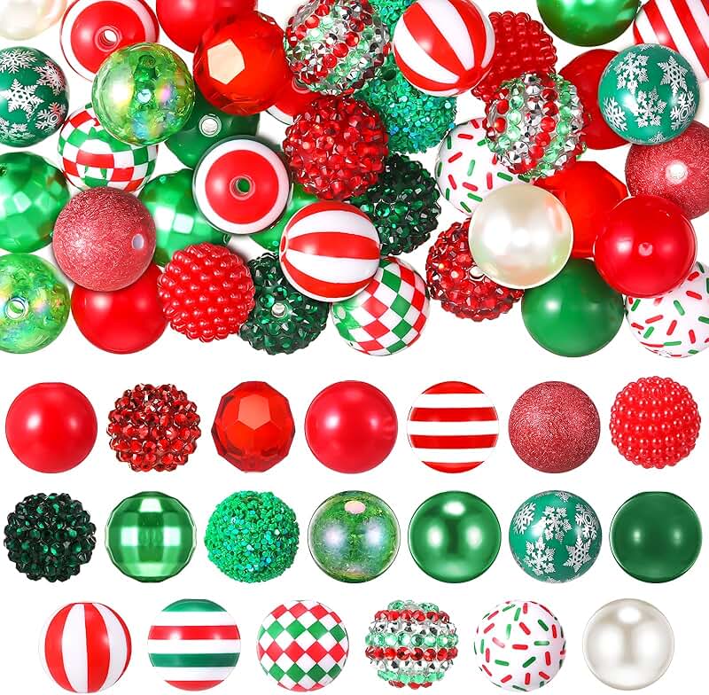 Set of 40 Christmas Beads for Pen and Jewelry Making