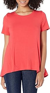 Women's Red Relaxed Short-Sleeve Scoopneck T-Shirt, XX-Large