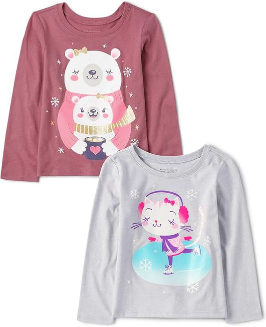 Baby Girls and Toddler Unicorns and Butterflies Long Sleeve T-Shirts Pack