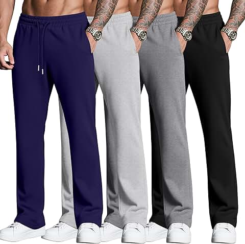 Set of four men's open-bottom jogger sweatpants with pockets